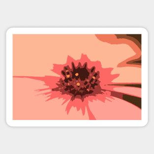 Abstract & Artsy Daisy Flower in Colorful Orange Red Hues of Peach, Coral & Salmon Sticker